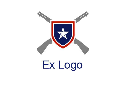 star in shield and guns emblem logo