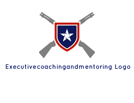 star in shield and guns emblem logo