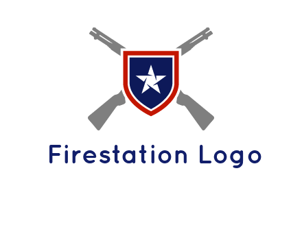 star in shield and guns emblem logo