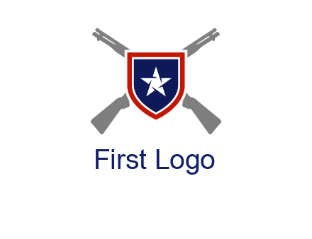 star in shield and guns emblem logo