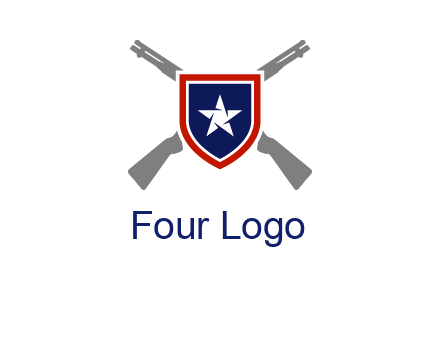 star in shield and guns emblem logo