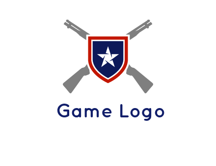 star in shield and guns emblem logo
