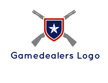 star in shield and guns emblem logo