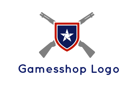 star in shield and guns emblem logo