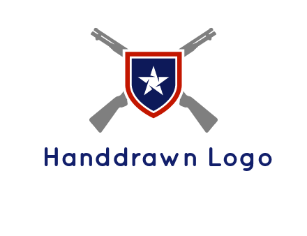 star in shield and guns emblem logo