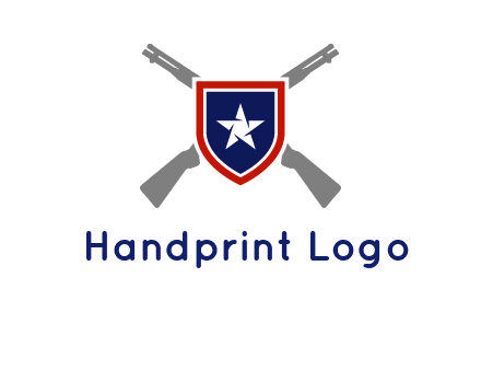 star in shield and guns emblem logo