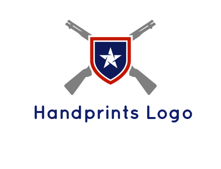 star in shield and guns emblem logo