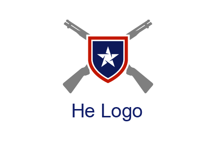 star in shield and guns emblem logo