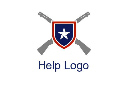 star in shield and guns emblem logo