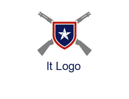 star in shield and guns emblem logo