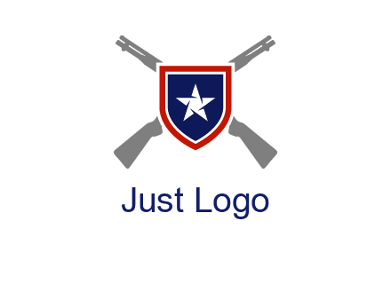 star in shield and guns emblem logo