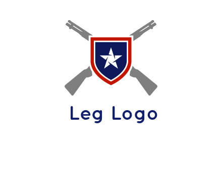 star in shield and guns emblem logo