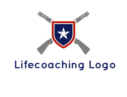star in shield and guns emblem logo