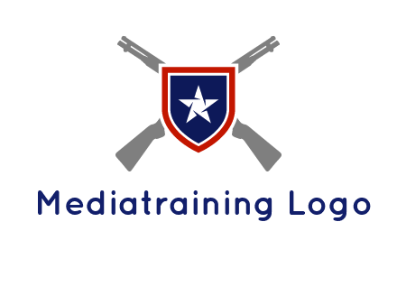 star in shield and guns emblem logo