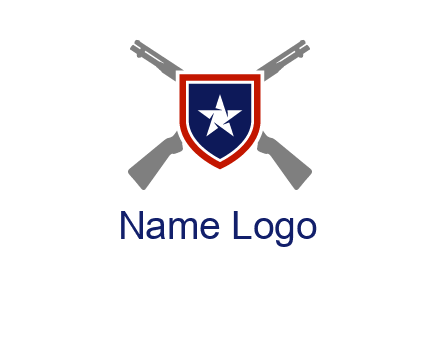 star in shield and guns emblem logo