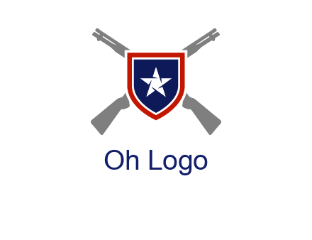 star in shield and guns emblem logo