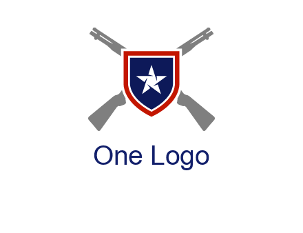 star in shield and guns emblem logo