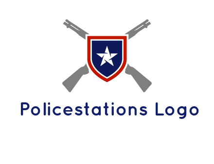 star in shield and guns emblem logo