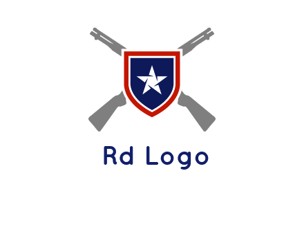 star in shield and guns emblem logo