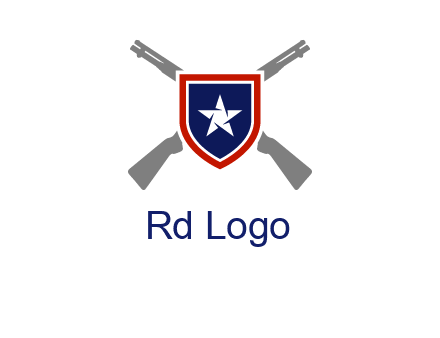 star in shield and guns emblem logo