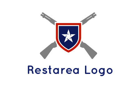 star in shield and guns emblem logo