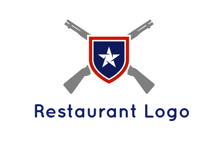 star in shield and guns emblem logo