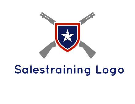 star in shield and guns emblem logo