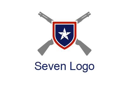 star in shield and guns emblem logo