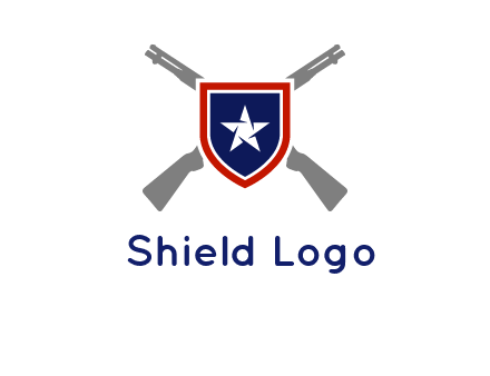 star in shield and guns emblem logo