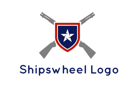 star in shield and guns emblem logo
