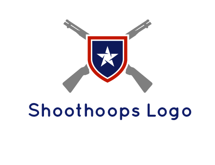 star in shield and guns emblem logo