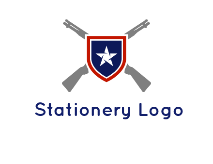 star in shield and guns emblem logo