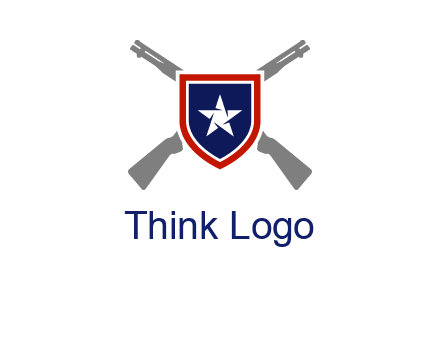 star in shield and guns emblem logo