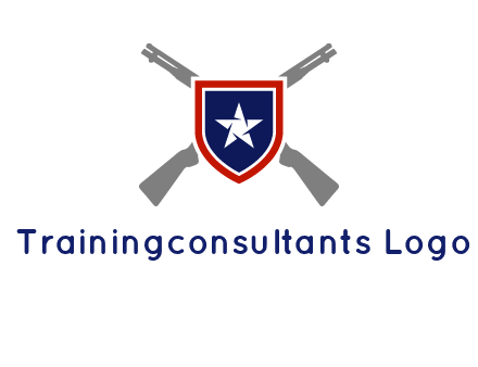 star in shield and guns emblem logo