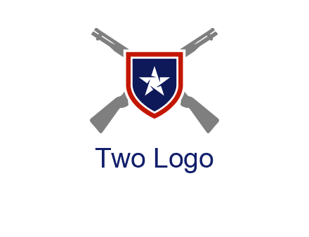star in shield and guns emblem logo