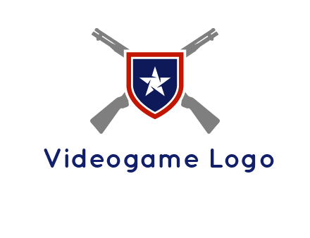 star in shield and guns emblem logo