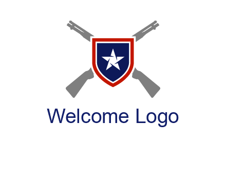 star in shield and guns emblem logo