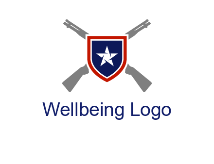 star in shield and guns emblem logo
