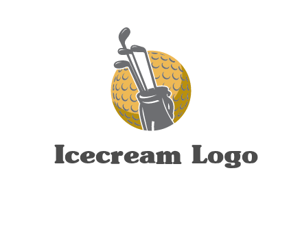 golf ball and stick sports logo