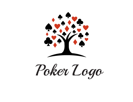 gambling card sign on tree logo