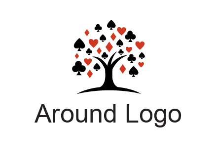 gambling card sign on tree logo