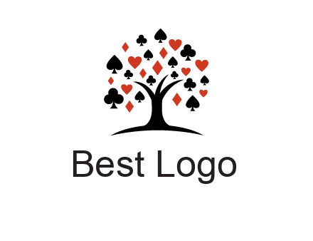 gambling card sign on tree logo