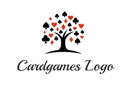 gambling card sign on tree logo