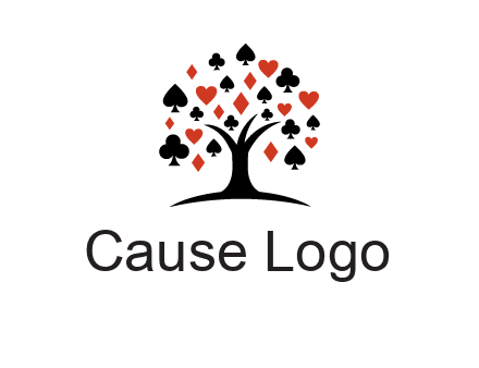 gambling card sign on tree logo