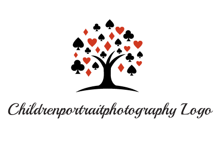 gambling card sign on tree logo
