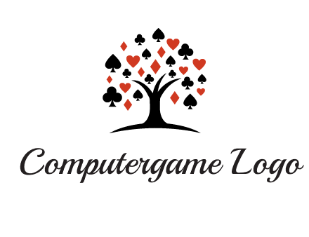 gambling card sign on tree logo