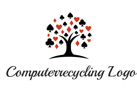gambling card sign on tree logo