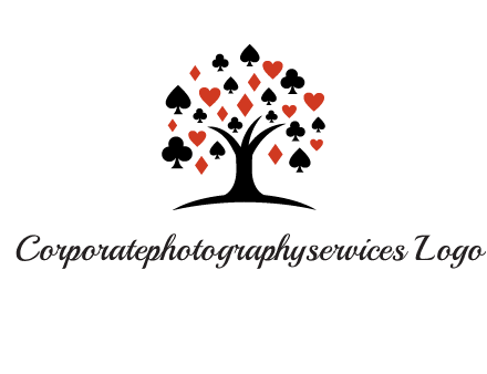 gambling card sign on tree logo