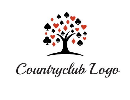 gambling card sign on tree logo