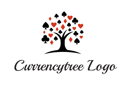 gambling card sign on tree logo